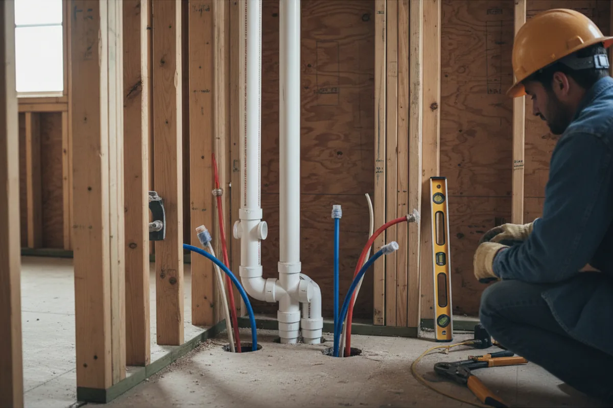 Drain and supply rough-in during Drain Cleaning in Friant